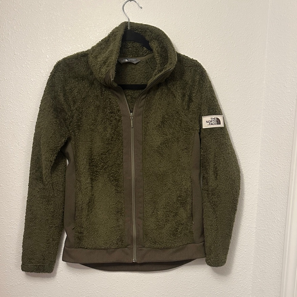 The North Face Olive Green Sherpa Zip Fleece very warm